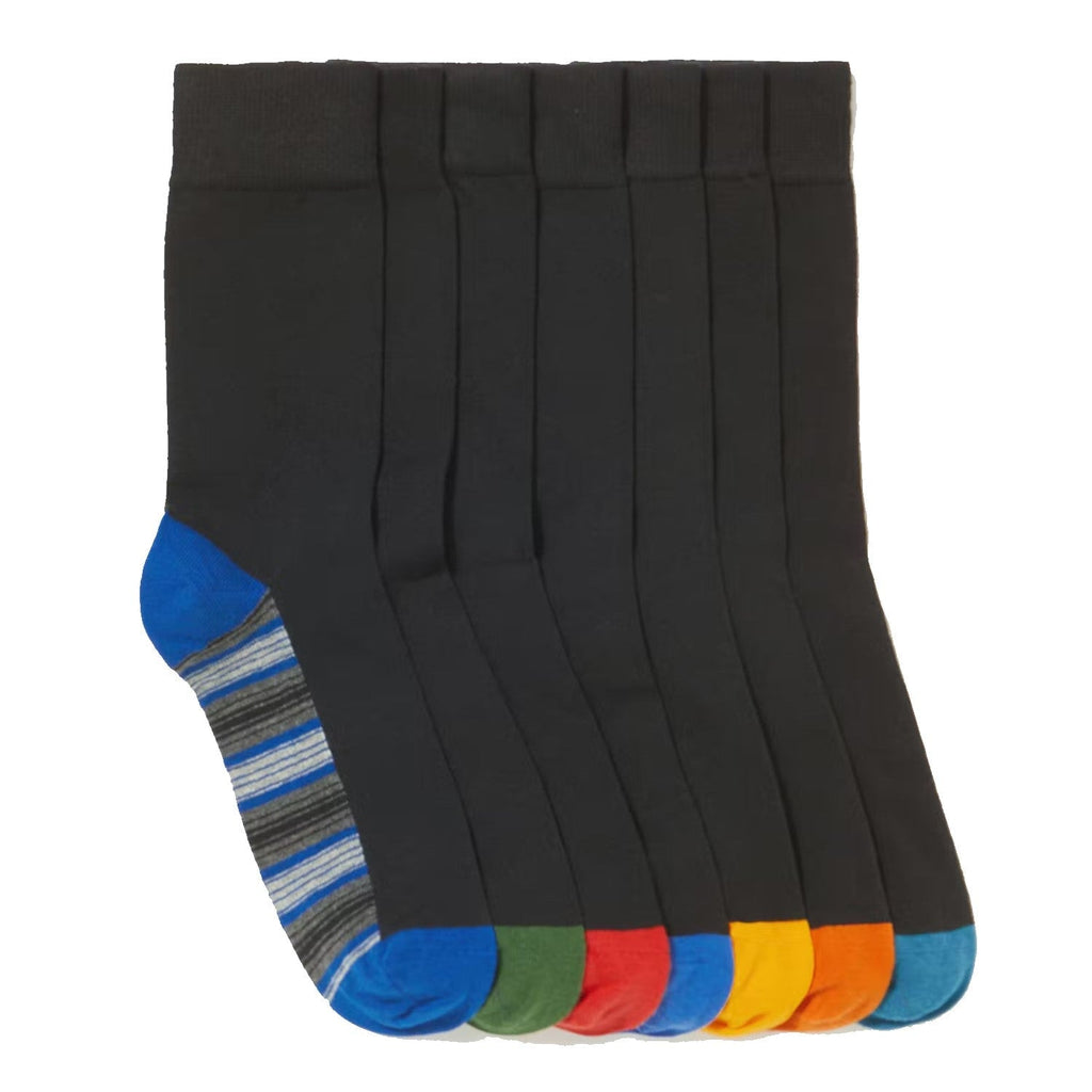 Easy Men's Design Bright Footbed Socks (7 Pack) -Sweat Zone DZ