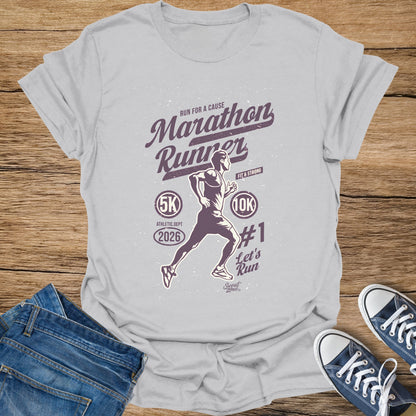 Marathon Runner graphic with runner, 5K, 10K, and "Let's Run" text.