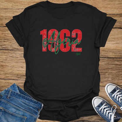 Black t-shirt with red and green "1962 Algeria" graphic and "Sweat Zone" logo.