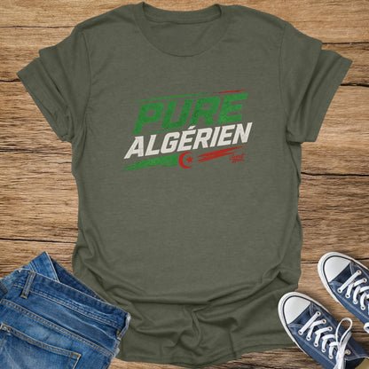 Green t-shirt with "PURE ALGERIEN" and Algerian flag details.