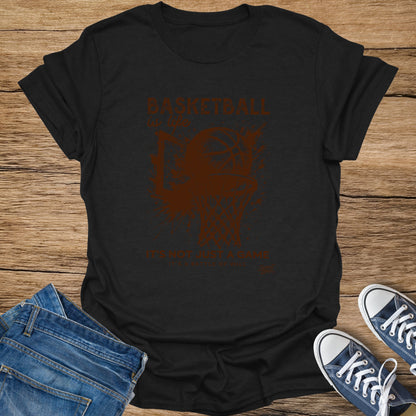 Black t-shirt with "BASKETBALL IS LIFE" and basketball graphic.