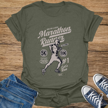 Marathon Runner graphic with 5K, 10K, and 2026 details.