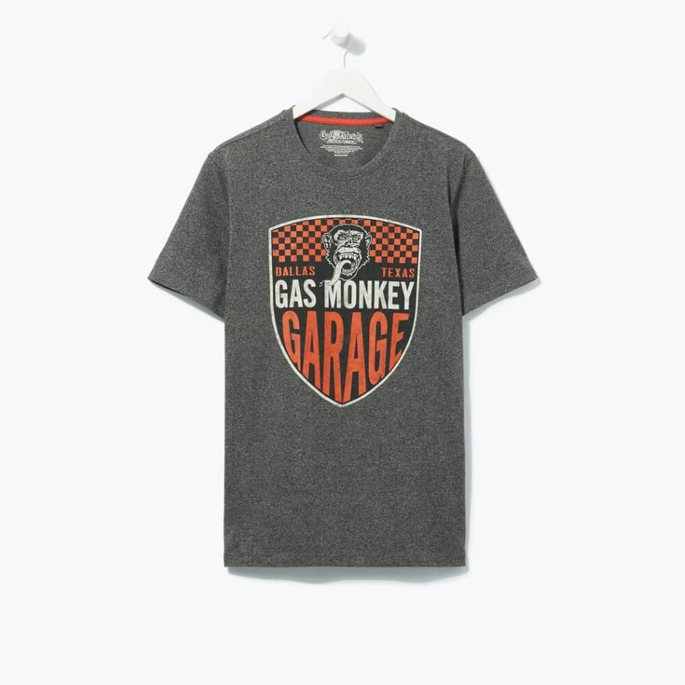 Easy Gas Monkey Garage Badge Print T-Shirt (Grey) -Sweat Zone DZ