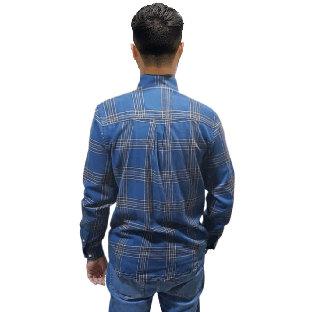 Easy Men's Long Sleeve Simple Plaid Shirt -Sweat Zone DZ