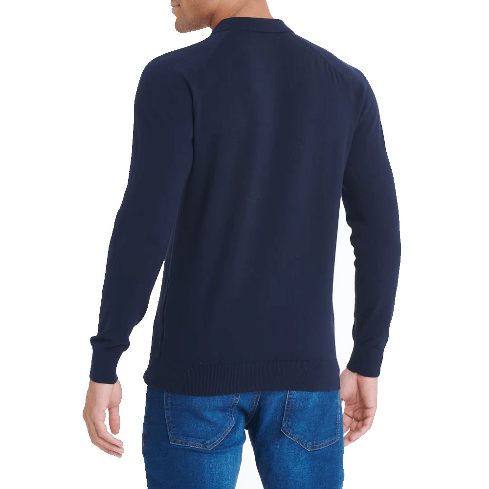 Easy Men's Long Sleeve Zip Knit Polo -Sweat Zone DZ