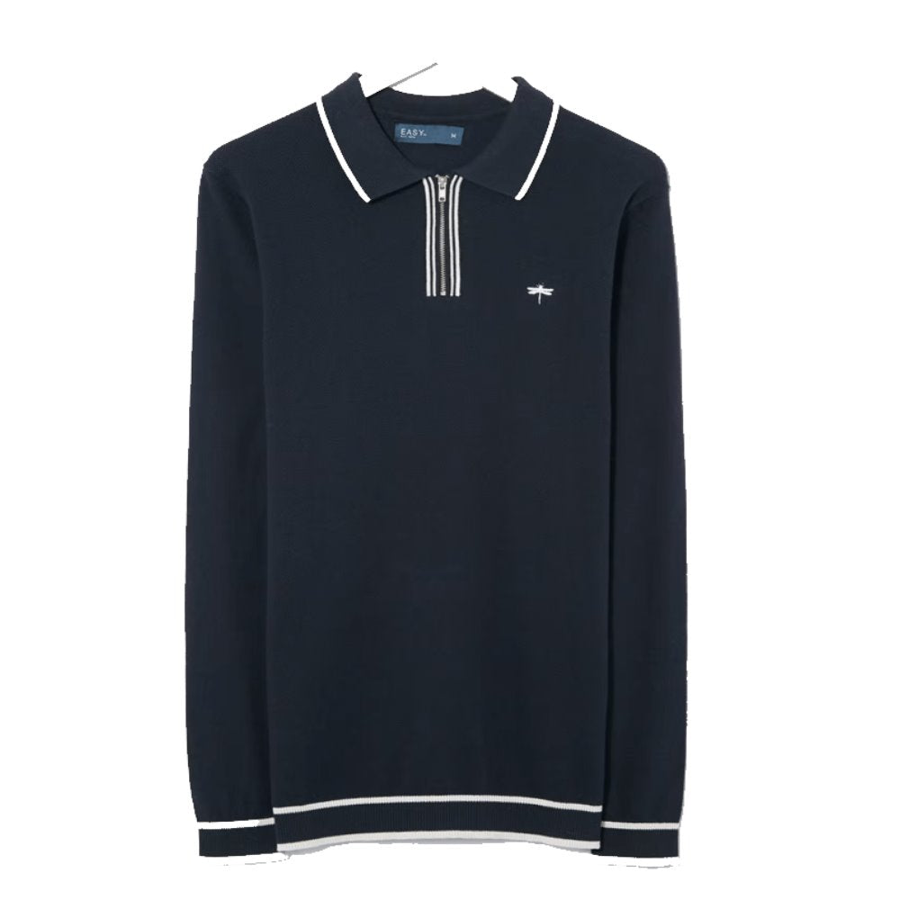 Easy Men's Slim Fit Long Sleeve Knit Polo -Sweat Zone DZ