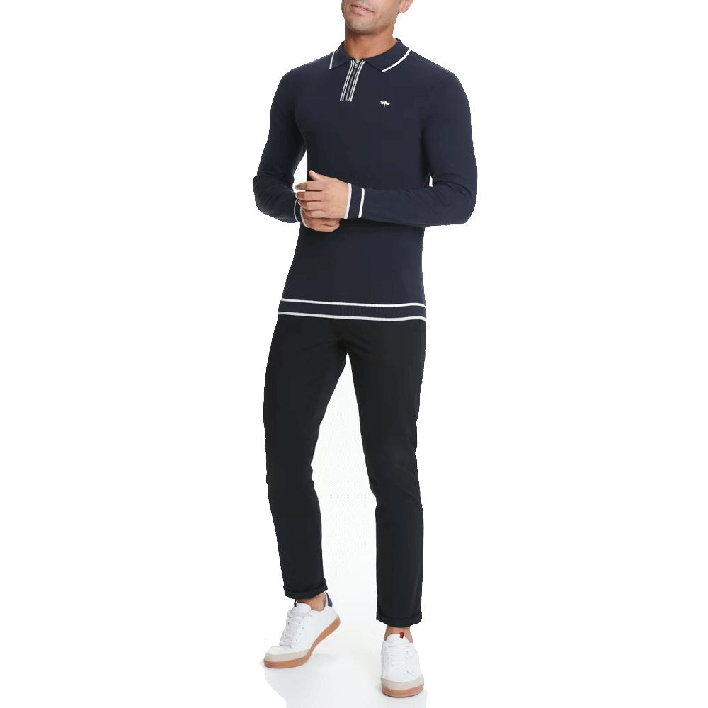 Easy Men's Slim Fit Long Sleeve Knit Polo -Sweat Zone DZ