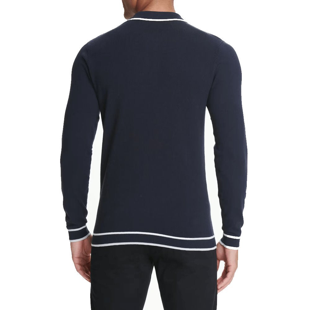 Easy Men's Slim Fit Long Sleeve Knit Polo -Sweat Zone DZ
