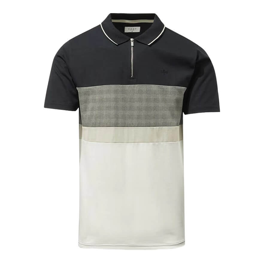 Easy Men's Smart Check Panel Polo Shirt -Sweat Zone DZ