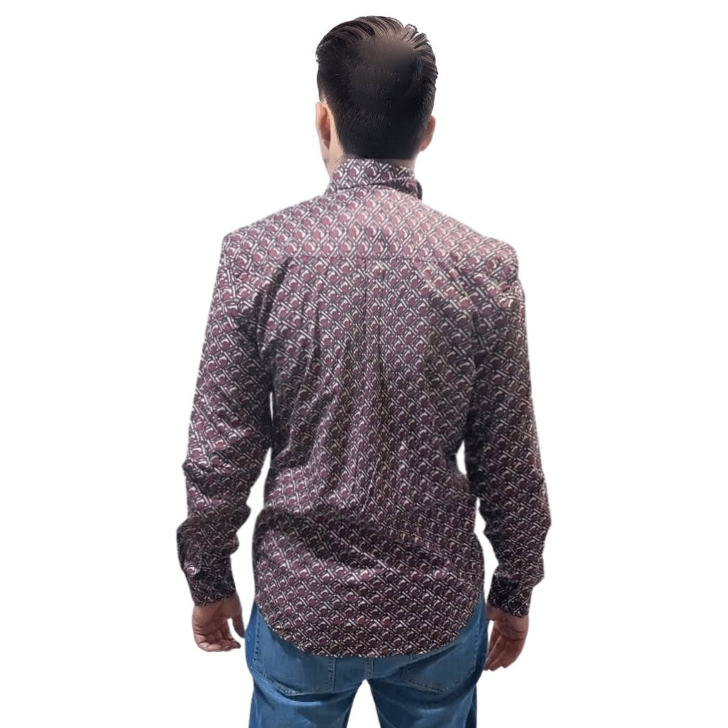 Easy Men's Smart Geo Print Long Sleeve Shirt -Sweat Zone DZ