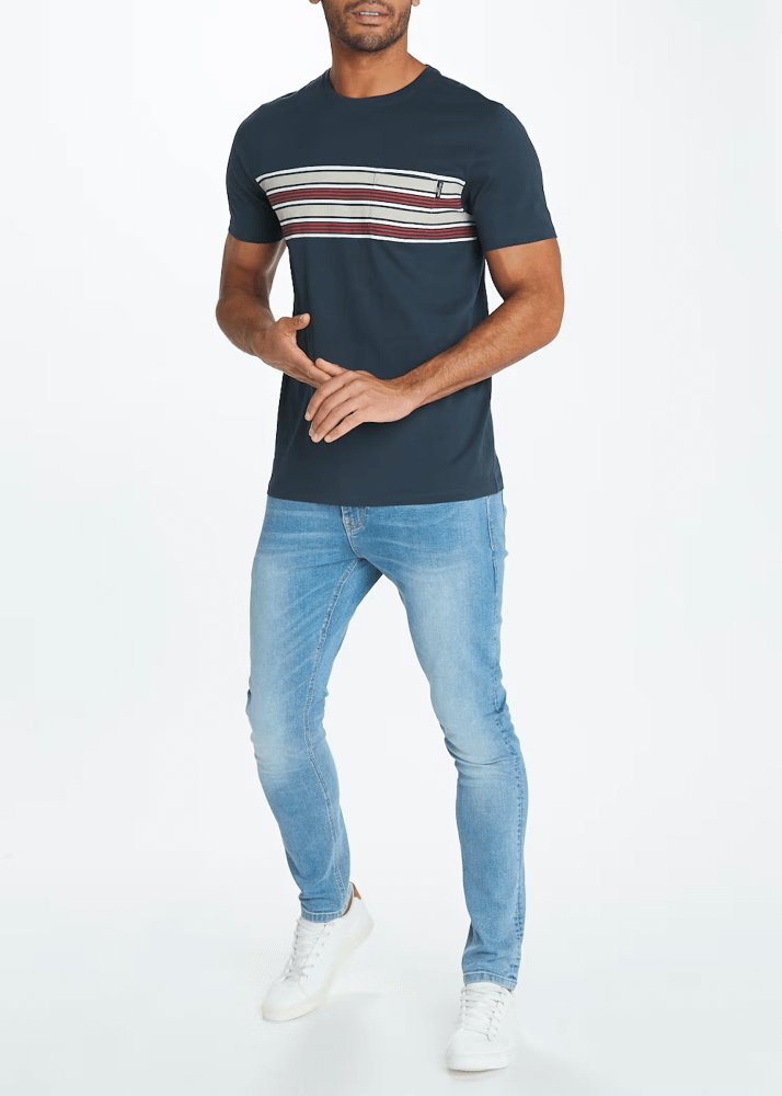 Easy Men's Stripe Chest Panel T-Shirt -Sweat Zone DZ