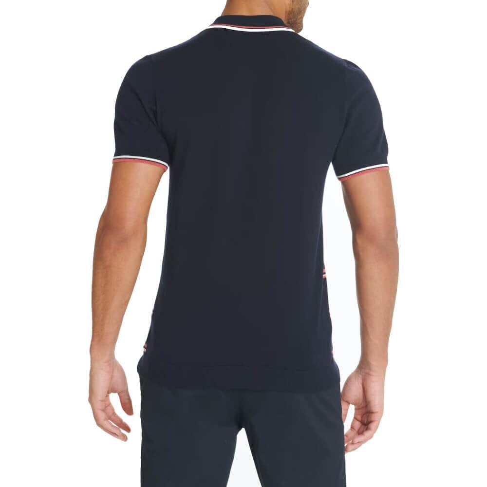 Easy Stripe Knitted Zip Up Polo Shirt -Sweat Zone DZ
