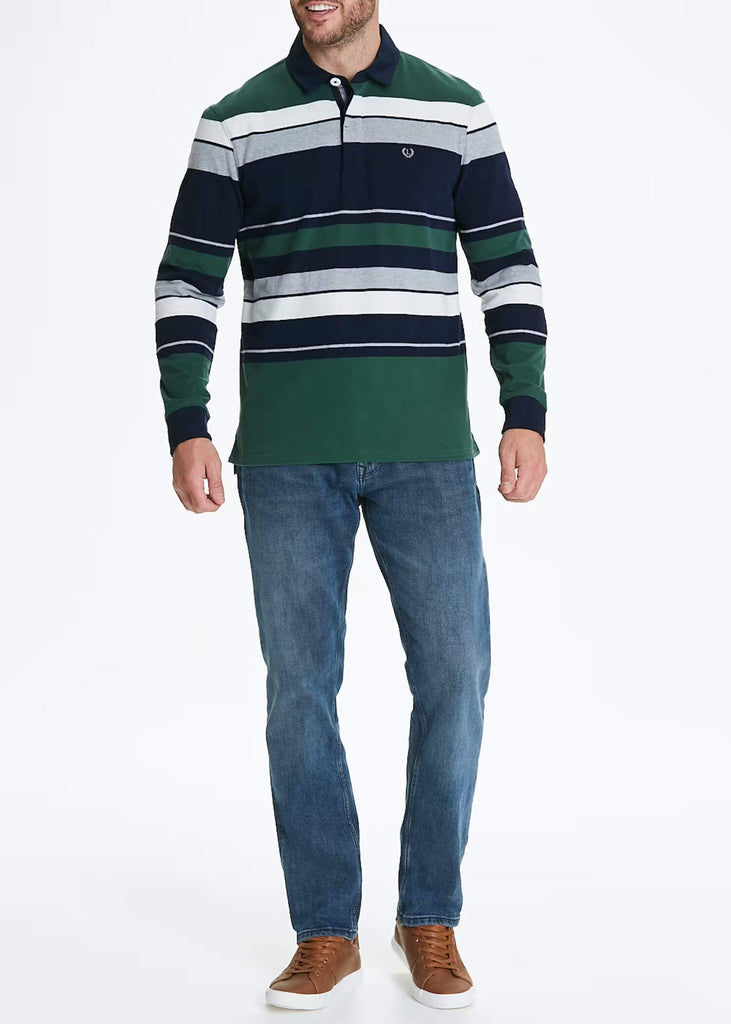 Lincoln Men's Colour Block Stripe Long Sleeve Rugby Shirt -Sweat Zone DZ