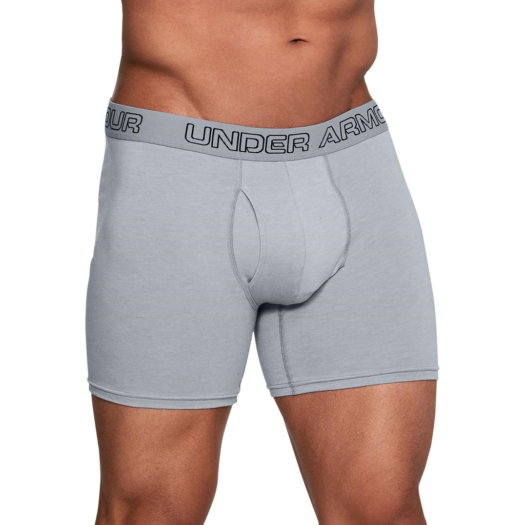 Under Armour Men's Charged Cotton Stretch 6 Inch Boxerjock (3-Pack) -Sweat Zone DZ